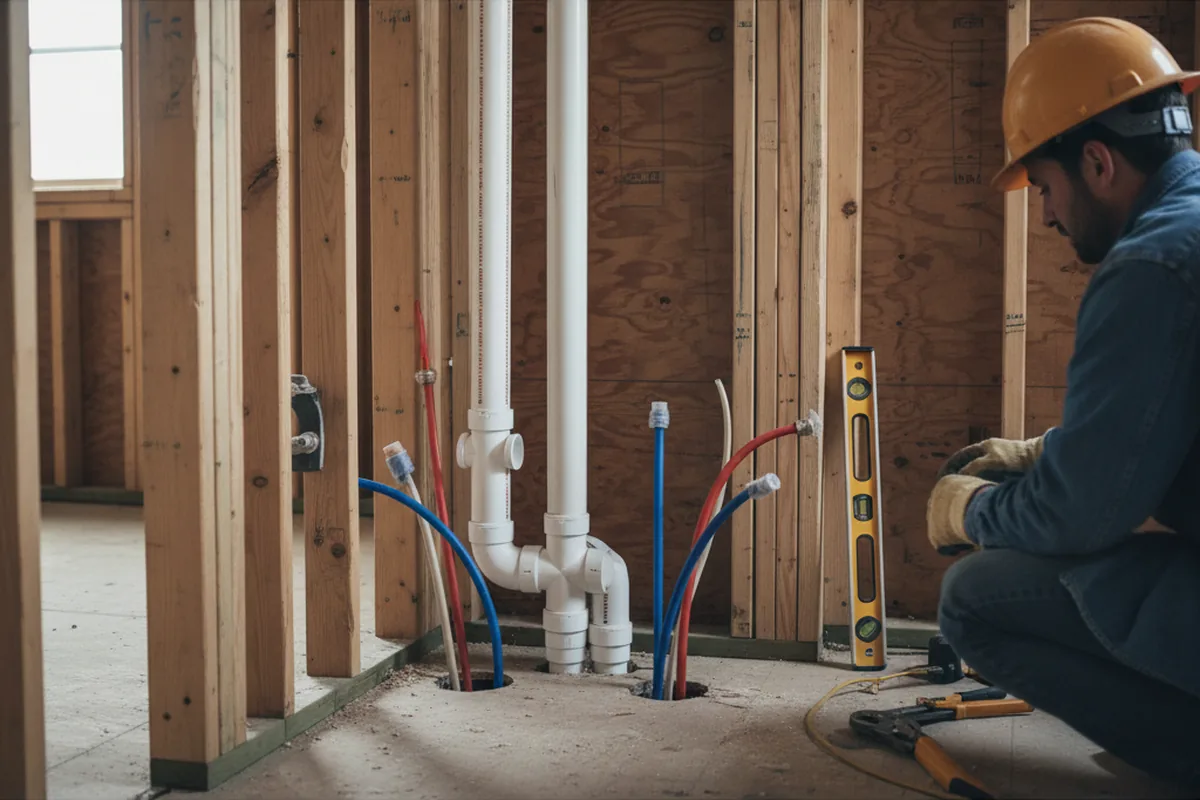 Drain and supply rough-in during Leak Detection in Rock Spring