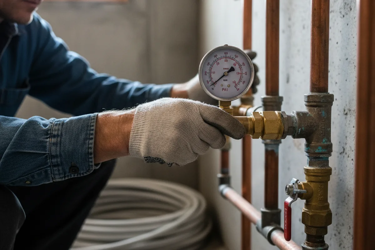Pressure testing a repaired line during Water Line Repair in Rock Spring